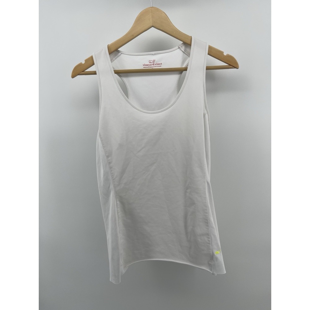 Vineyard Vines Top Womens Large White Sleeveless Tank Sport Bra Lined Whale Logo